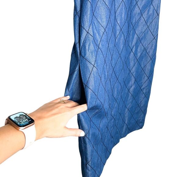 Kate Spade short-sleeve quilted chambray dress, darkest blue - Picture 4 of 11